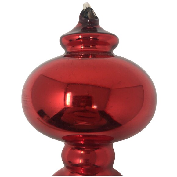 DEPARTMENT 56 Mercury Glass Double Finial Ornament VTG Red 10" with Box - Picture 4 of 12